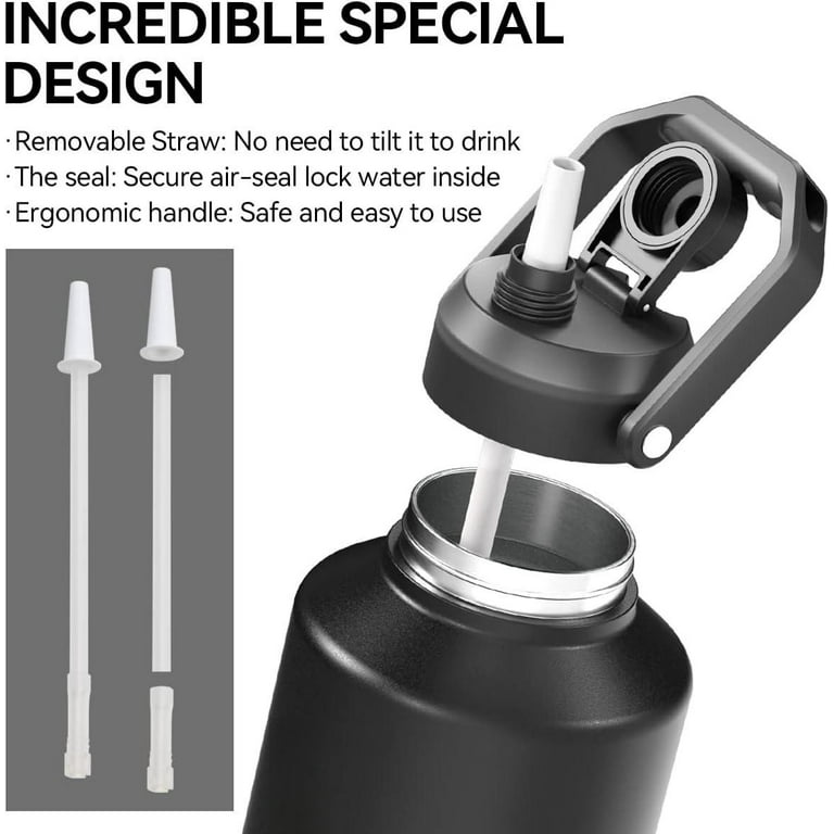 1 Gallon Water Bottle Insulated with Straw,128oz Large Water Jug with  Ergonomic Handle, Carry Sleeve, Wide Mouth,Keeps Drinks Cold and Hot for  Hours, Metal Canteen Flask - Walmart.com