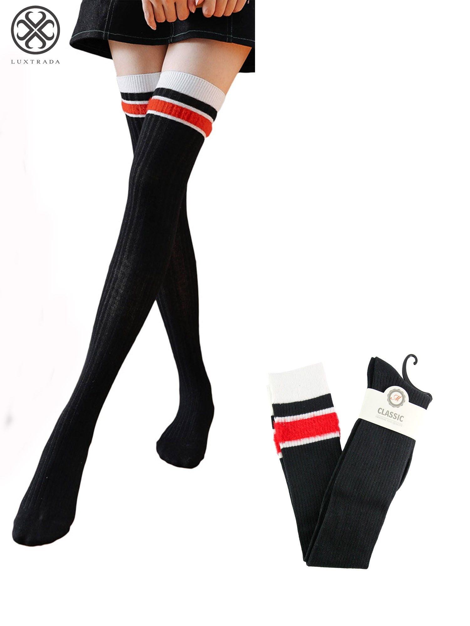 Luxtrada Womens Thigh High Socks Extra Long Over the Knee Leg Warmer ...