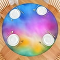 thumbnail image 2 of Rainbow Tie Dye Cloud Pattern Round Fitted Tablecloth with Elastic Edge,Dining Table Cover Waterproof,Outdoor Round Tablecloth for Camping,Dining,Indoor and Outdoor, 2 of 7