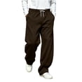 thumbnail image 2 of TKKCS Mens Loose Wide Leg Sweatpants- Elastic Waist Drawstring Oppen Bottom High Waist Fall Winter Casual Trousers Brown Size S, 2 of 10