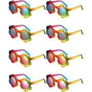 8 Pairs Kids Sunglasses Colorful Flower Shaped Sunglasses Cute Round Kid Sunglasses for Toddler Kids Boy Girls Outdoor Activities, Age 1-5