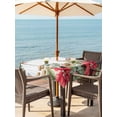thumbnail image 2 of Outdoor Tablecloth with Umbrella Hole and Zipper, Christmas Square Table Cloth 60x60 Inch Waterproof Tablecloth, Winter Poinsettia Berry Farmhouse Wooden Grain Picnic Table Cover for Patio Camping, 2 of 7