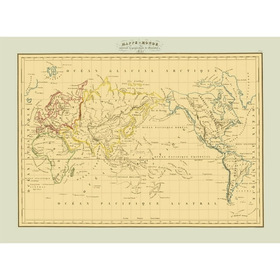 Historic Map - Mercator Projection - 1831 - Vintage Wall Art