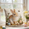 thumbnail image 7 of Fwttom Pillow Covers 18x18, Imitation Embroidery Easter Decorations Throw Pillow Covers, Short Lint Home Spring Decor for Bedroom Couch Cushion Cover, 7 of 7