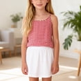 thumbnail image 2 of Eltusu Girls Tank Tops, Plaid Crew Neck Fashion Summer Sleeveless T-Shirts Red Size 10-12 T, 2 of 6