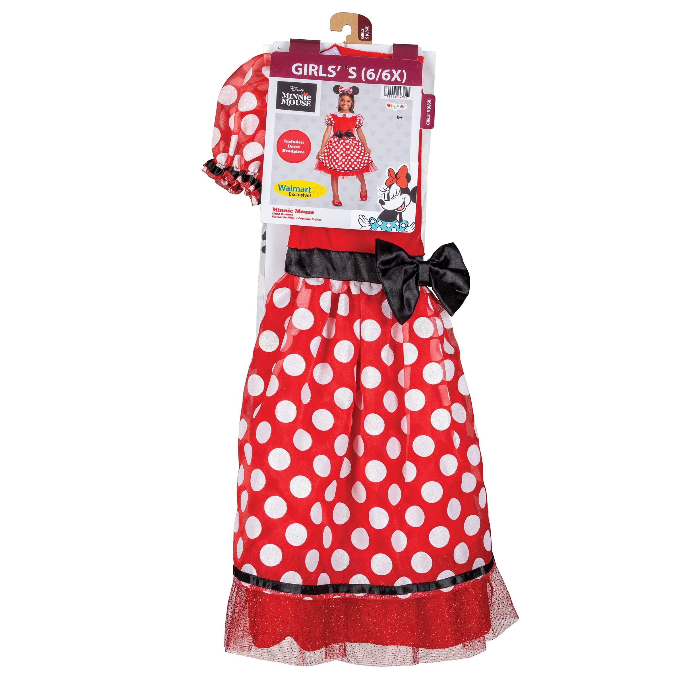 Disney Minnie Mouse Halloween Costume for Children, Girls Size S (6/6X), by Disguise