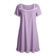 thumbnail image 6 of Purcolt Nightgowns for Women Cute Lace Trim Short Sleeve Sleepshirt Ruffle Hem Button Down Nightshirt Soft Pajamas Dress Casual Sleepwear with Pockets, 6 of 7