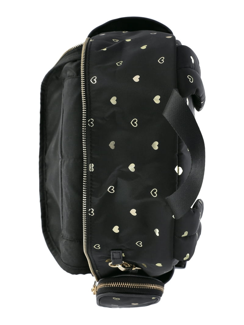 NWT Madden Girl Backpack Metallic Gold Quilted Drawstring Shiny Black Zip Straps Madden NYC Women main image 2