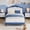 Blue without Drawer, variant on Full Bed Frame with LED Headboard and Under-Bed Drawer, Boucle Fabric Upholstered Platform Bed with LED Light, Wooden Slats Support, No Box Spring Needed, Pink
