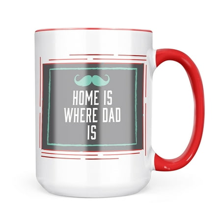 

Neonblond Home is Where Dad Is Father s Day Teal Mustache Mug gift for Coffee Tea lovers