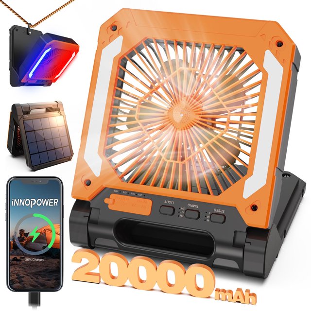 Ventilador portátil Innopower 20000mAh recargable con energía solar