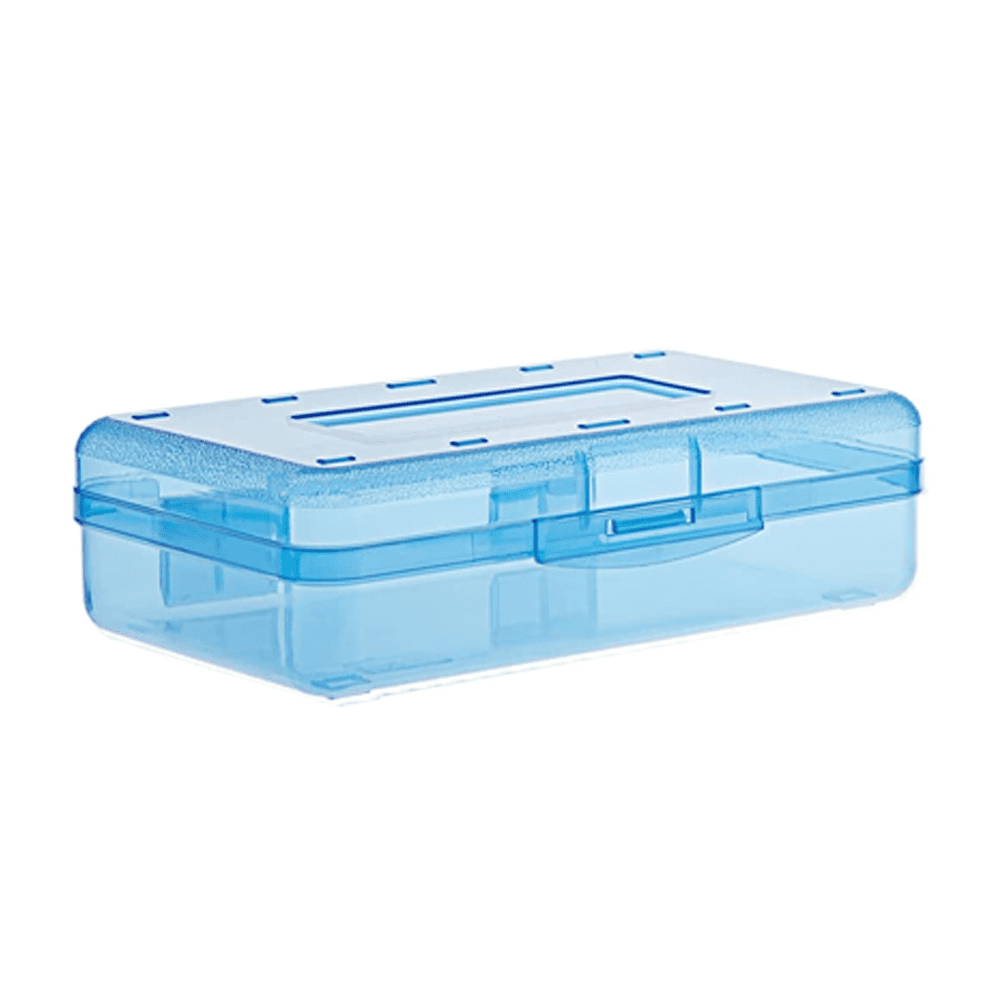 Staples® Translucent Pencil Boxes, Blue, 2 1/4H x 5 5/8W x 8 1/4L