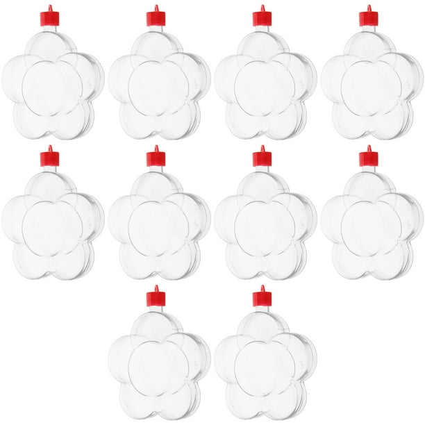 Botellas para manualidades con arena: 10 recipientes de plástico con forma de flor para arena de colores. Ideales para manualidades, fiestas infantiles y actividades en casa.
