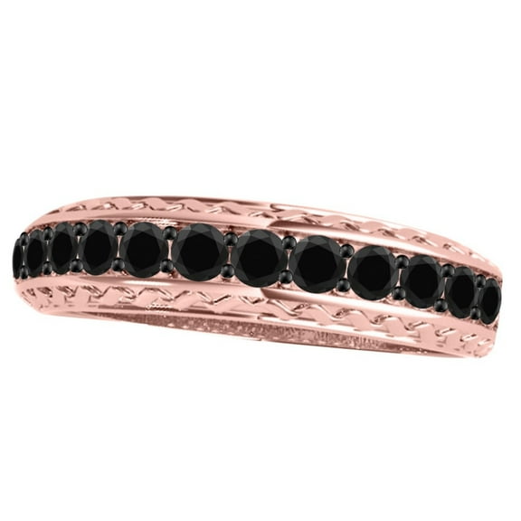 AoneJewelry Black Diamond 0.50 Carat Wedding Band In 14K Solid Rose Gold