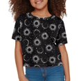 thumbnail image 3 of Uourmeti Sun and Moon Kids Short Sleeve Crop Top for Girls 5-14Y Summer Loose Crew Neck Pullover Casual Soft Sports T-Shirt, 3 of 5