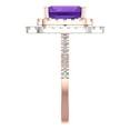 thumbnail image 3 of 2.62 ctw with Simulated Diamond Halo Accents Anniversary Ring for Women | Emerald Cut Natural Amethyst | Hyperallergenic Solid 18K Rose/White Gold, 3 of 5