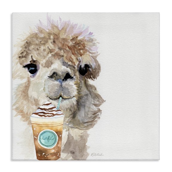 Stupell Industries Rustic Lodge Alpaca & Coffee Latte Canvas Art, 17 x 17, by Jennifer Redstreake