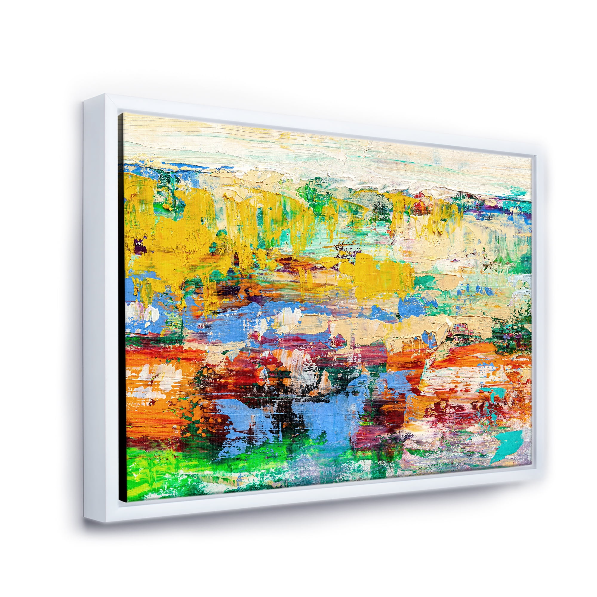 Designart 'Abstract Multicolored Bright Texture Art I' Modern Framed Canvas Wall Art Print