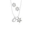 thumbnail image 2 of Delight Jewelry Silvertone Small Gelato Script Initial - O - Silver tone Snowflake Charm Necklace and Stud Earrings, 2 of 4