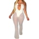 thumbnail image 1 of Mono sin mangas con cuello Halter para mujer VISgogo con costuras de malla transparentes, ropa de verano con decoración de pecho hueco VISgogo  moda, 1 of 4
