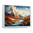 thumbnail image 2 of Designart "Orange Teal Mountains Majestic Peaks composition II" Landscapes Floater Framed Wall Decor, 2 of 7
