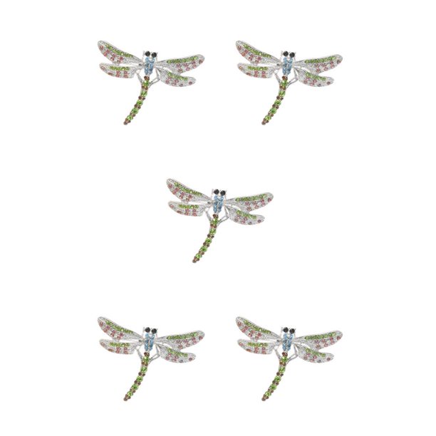 Qarigey Broches para mujer Moda Libélula Broches Brillo Broche Aleación Accesorios para mujer Vestido de noche Solapa Decoraciones Regalo de vacaciones Vistoso 5piezas Qarigey CBP190180