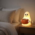 thumbnail image 4 of Clearance！Light Up Ghost Pumpkin Candy Bowl Halloween Decor, 7.8in Halloween Decorations Outdoor LED Glowing Ghost Candy Pumpkin Bowl, Fall Front Porch Yard Outdoor Ghosts Treat Bowls Decor, 4 of 6