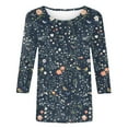 thumbnail image 4 of VBTAPA Womens 3/4 Sleeve Tops Dressy Casual Crew Neck T Shirts Trendy Cute Floral Print Blouses Work Blouse Tees Today's Sales Multicolor XXXXXL, 4 of 6