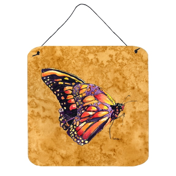 Carolines Treasures 8858DS66 Butterfly on Gold Wall or Door Hanging Prints 6x6 multicolor