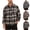 Navy, variant on Men's Long Sleeve Spring Loose Casual Plaid Button Up Shirt Vintage Lapel Check Chest Pocket Shirt Navy XL(XL)