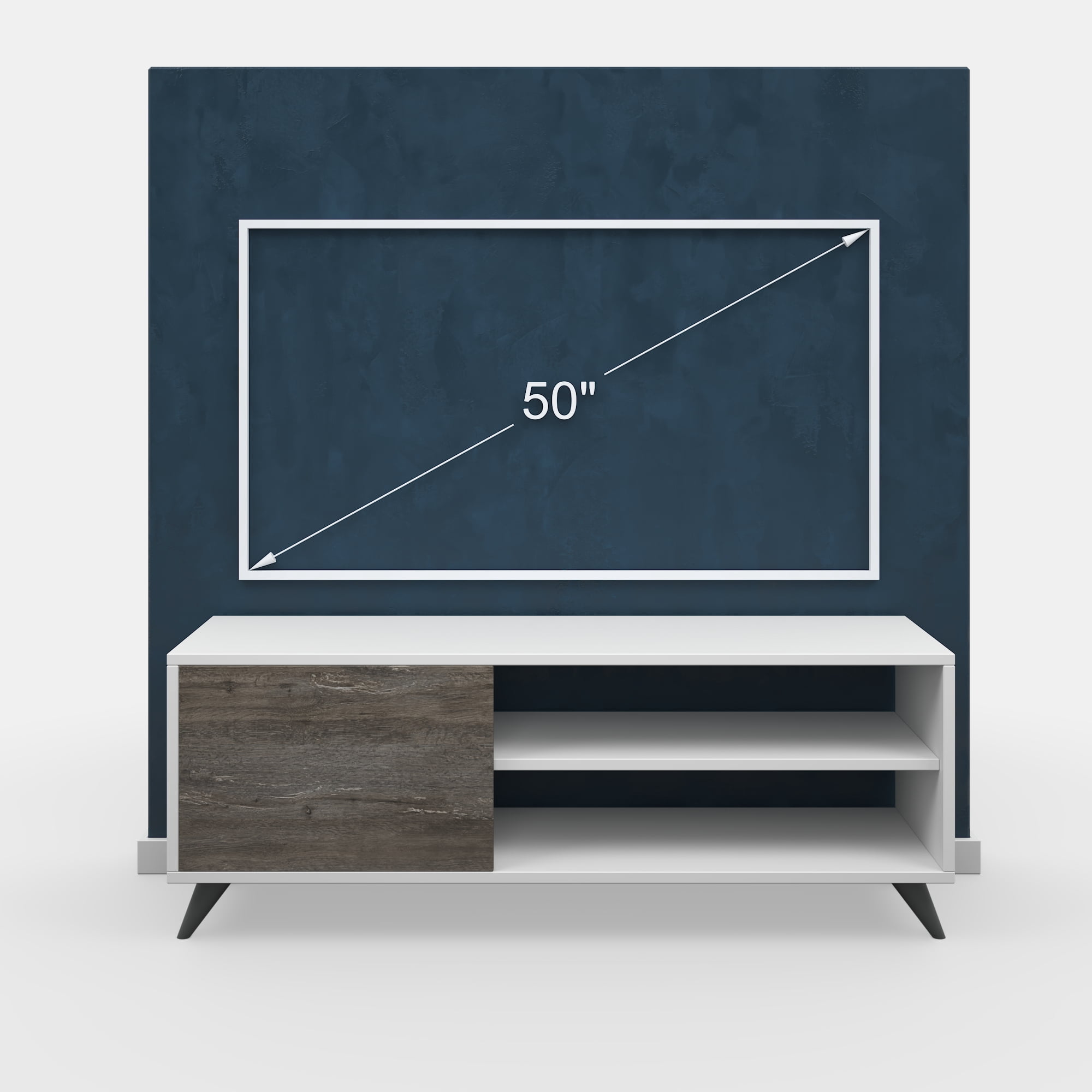 Ada Home Décor 2 Tier Venga TV Stand with Doors for TVs up to 53", White Oak