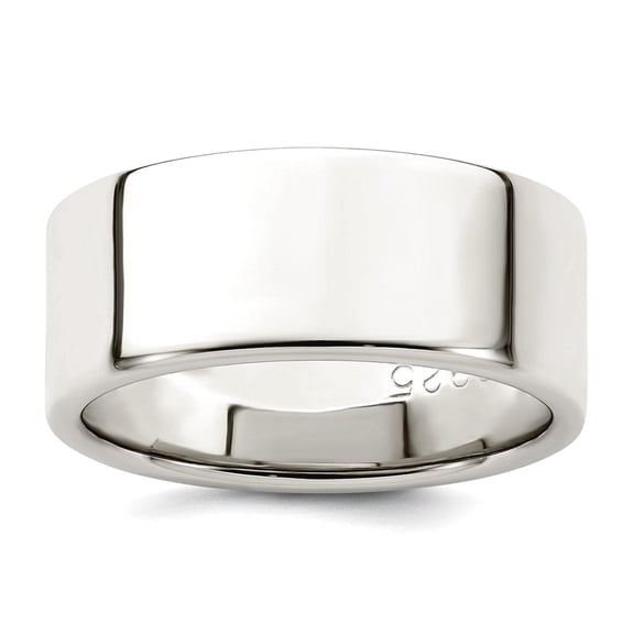 925 Sterling Silver Polished Flat Band Lightweight 8mm Flat Size 13.5 Band Ring Ring for Women and Men