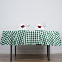 BalsaCircle 90" Gingham Checkered Polyester Tablecloth Green and White