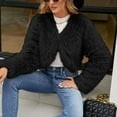 thumbnail image 4 of SWSMCLT Women's Faux Fur Jacket Fashion Fuzzy Fall V Neck Casual Crop Luxury Winter Long Sleeve Thermal Outerwear Black Large, 4 of 4