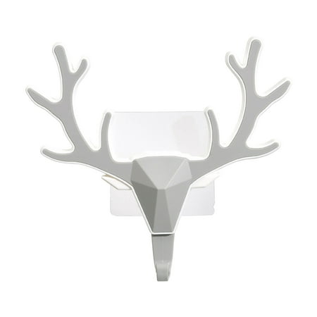 

Lydiaunistar Home Storage Clearance Creative Antler Sticky Hook Coat and Hat Hook Door Porch Wall Decoration Deer Head Hanging Key Rack Free Punch
