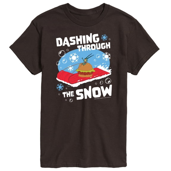 SpongeBob SquarePants - Dashing Through The Snow Plankton Christmas Men's Short Sleeve Graphic T-Shirt