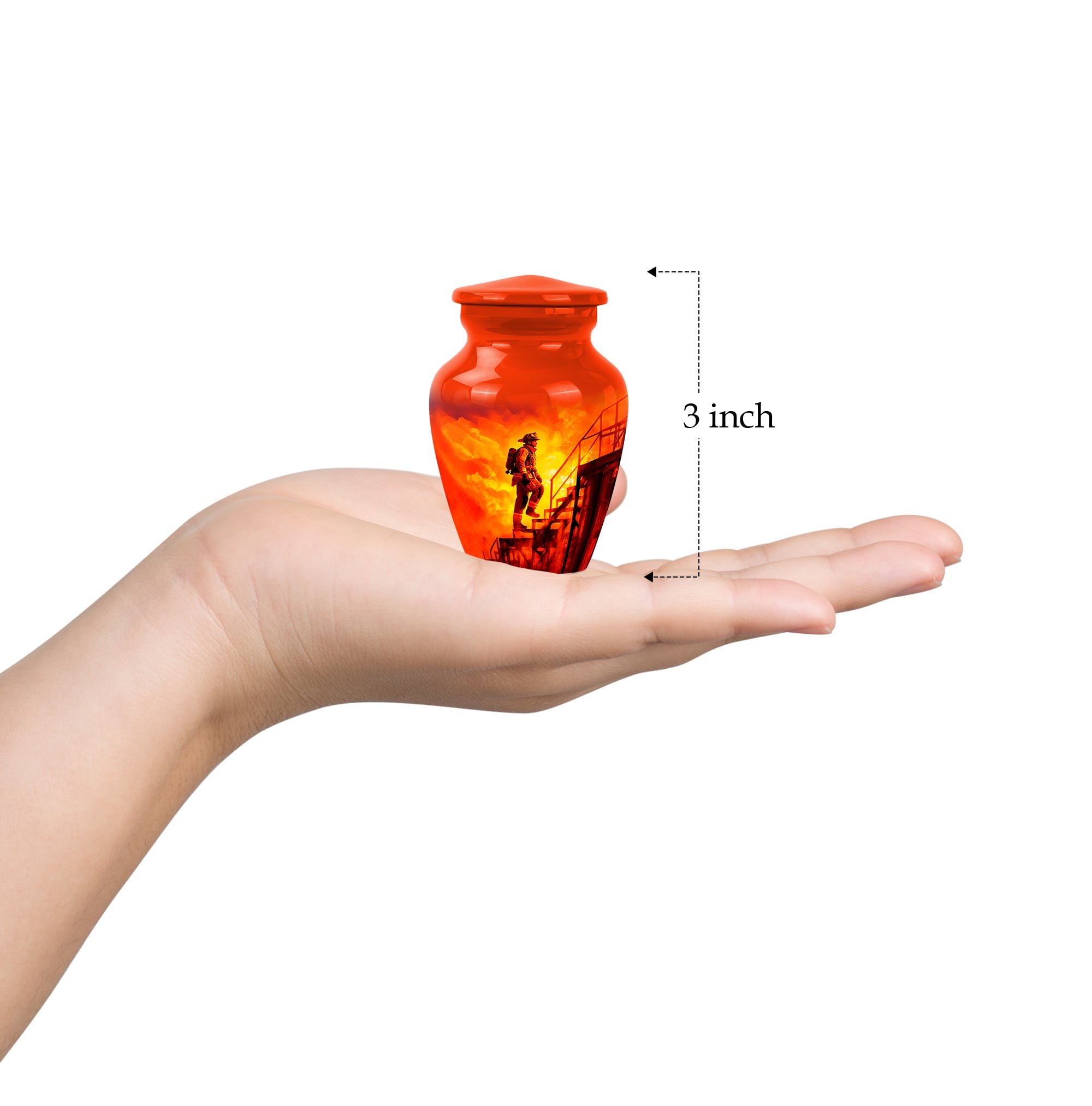 Fire Fighter Cremation Urn For Adult Women, 1 Large & Small Keepsake Urn For Human Ashes Set Of 4, Human Urns For Ashes Adult Female, Burial Urns For Cremated Remains, 10&3 Inch