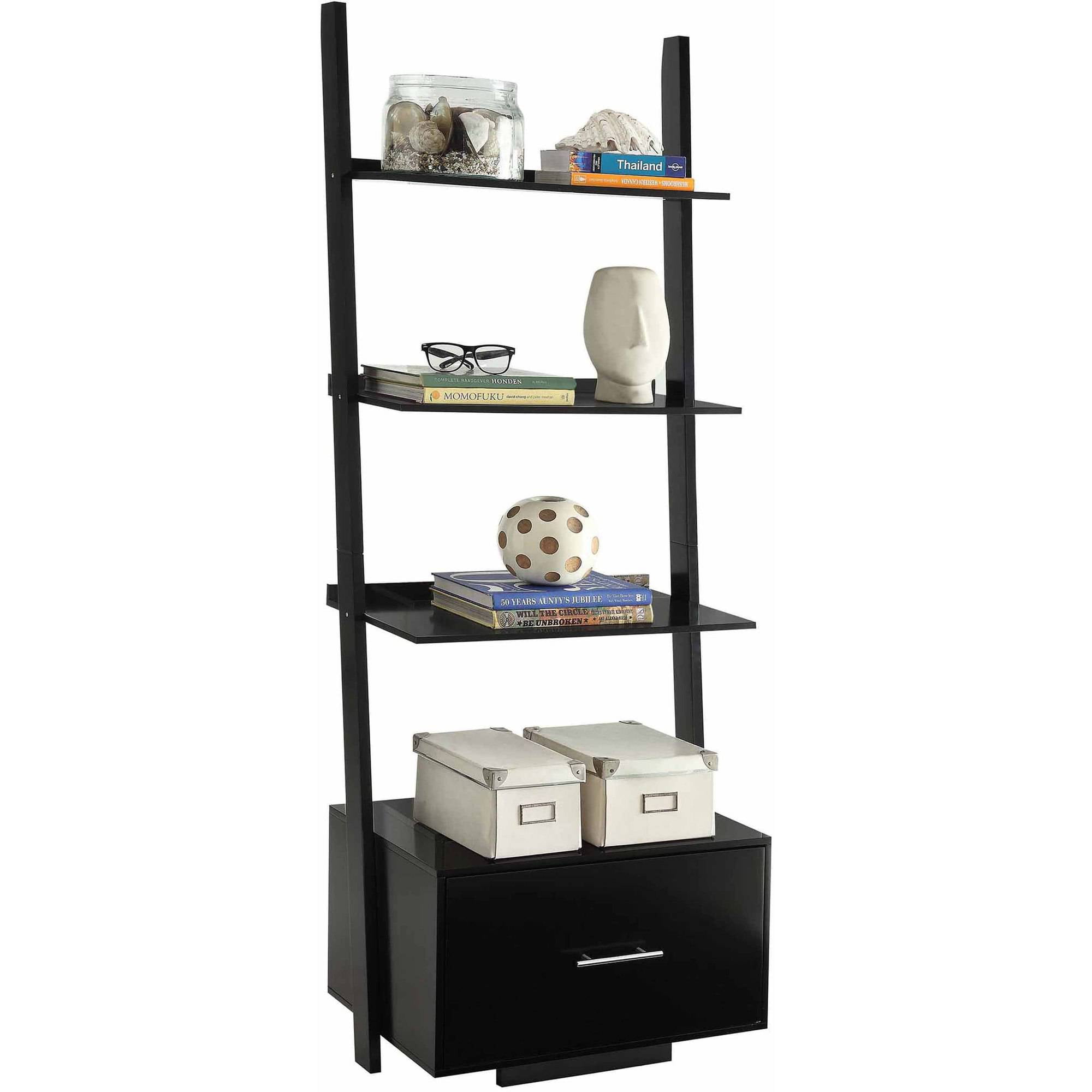 Convenience Concepts American Heritage Ladder Bookcase with File Drawer