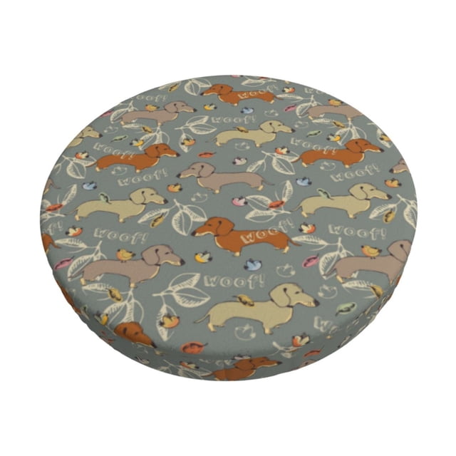 Balery Dachshund Dog Bird Fundas de asiento para taburete de bar redondo de tela de terciopelo ajustables que protegen de arañazos y manchas para sillas de 14 a 17 pulgadas.-12 inch