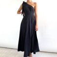 thumbnail image 1 of Qiopertar Robe d'Été Mode Femme Couleur Unie Taille Sans Manches Col Asymétrique Liquidation Livraison Gratuite à Moins de 5$ jusqu'à 90 % de Réduction, 1 of 9