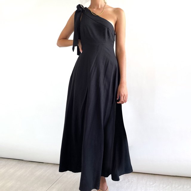 Qiopertar Robe d'Été Mode Femme Couleur Unie Taille Sans Manches Col Asymétrique Liquidation Livraison Gratuite à Moins de 5$ jusqu'à 90 % de Réduction