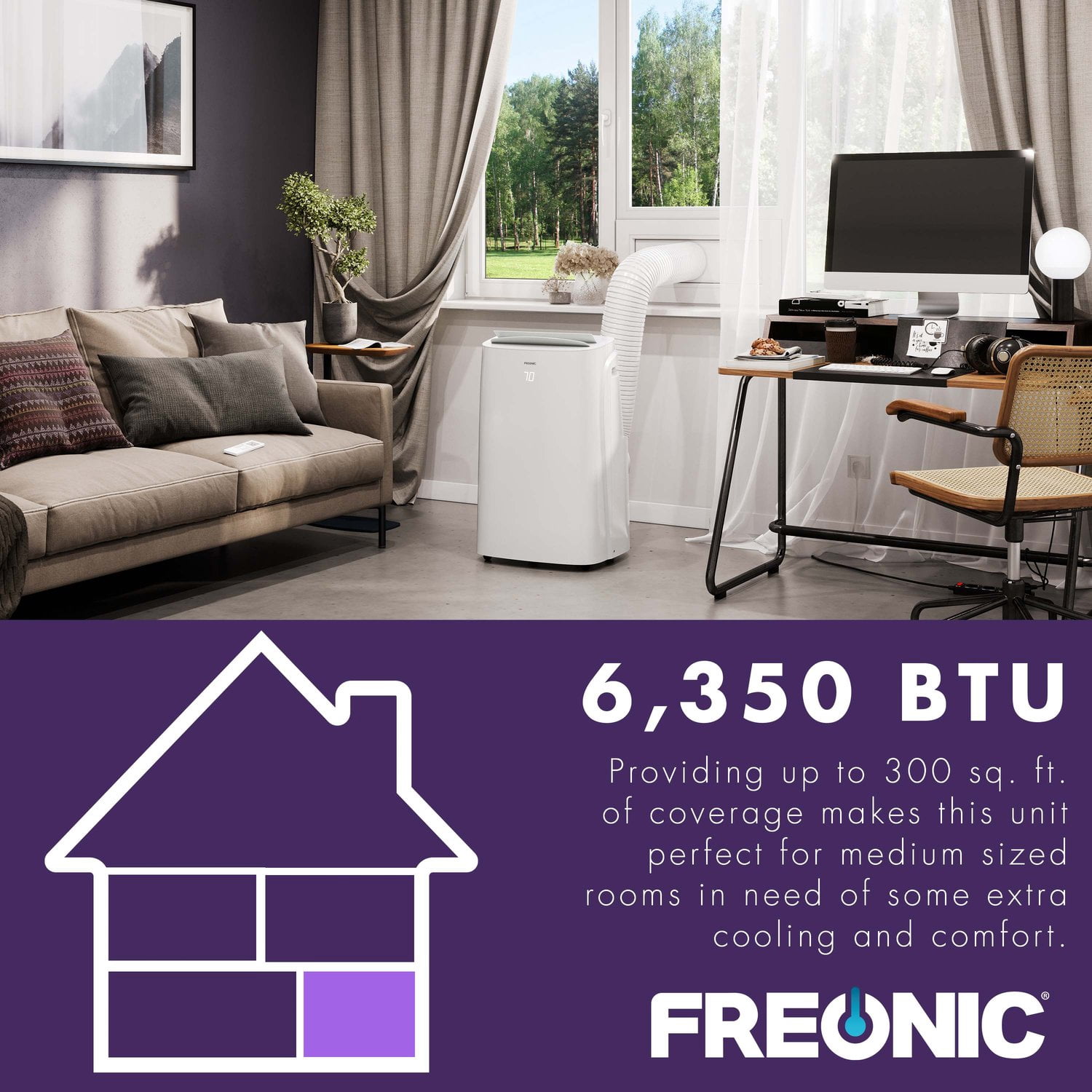 Freonic 9,000 BTU (6,350 BTU DOE) Portable Air Conditioner, FHCP062AKR