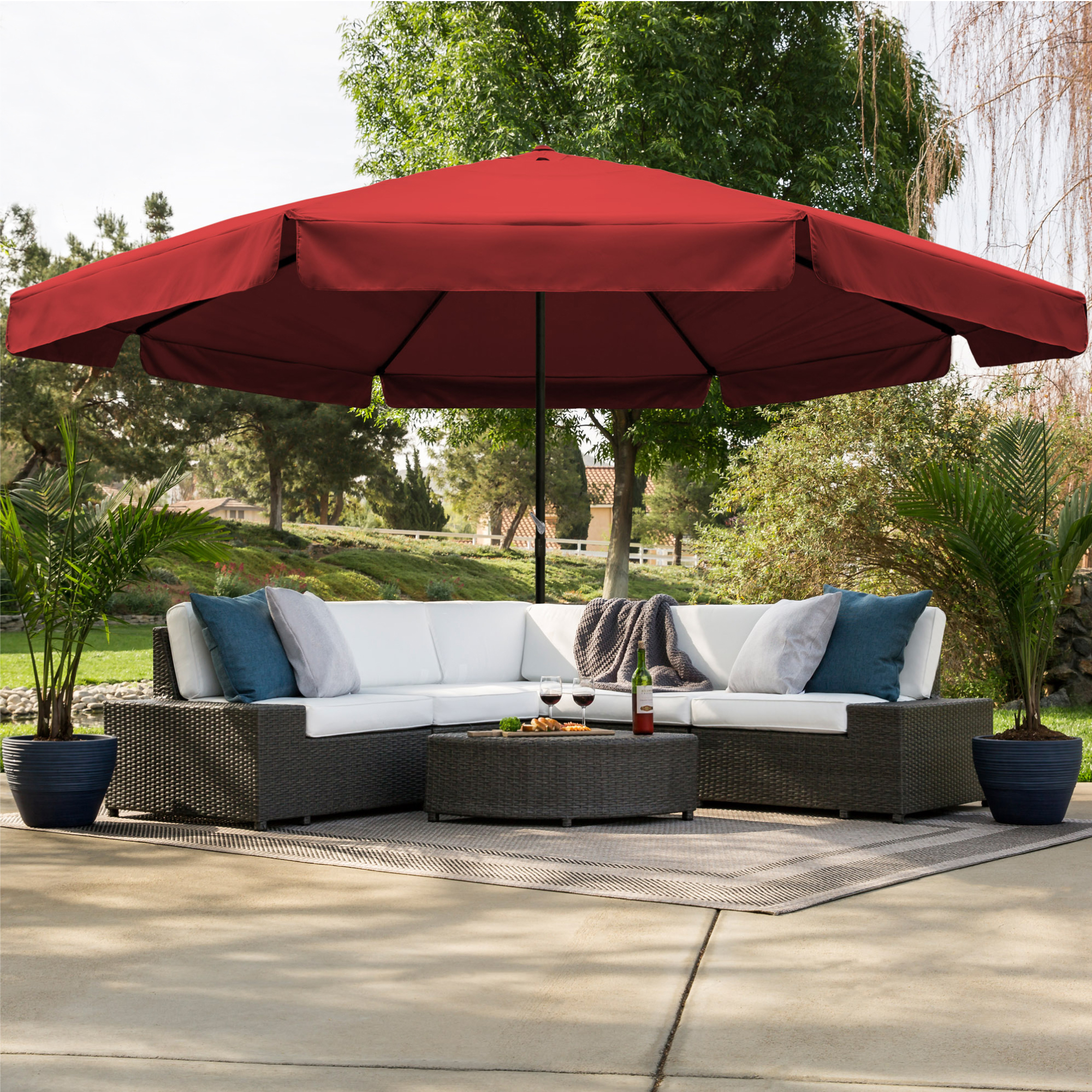 Best Choice Products 16ft Extra-Large Outdoor Patio Market Umbrella with Cross Base, Crank Handle, Air Vent