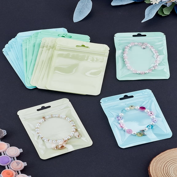 60Pcs 3 Colors Resealable Ziplock Bags with Clear Window Plastic Packaging Zip Lock Bags Top Self Seal Pouches