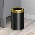 thumbnail image 2 of Gatco Latitude II Stainless Steel 2.9 Gallon Round Wastebasket with Removable Lid, Matte Black/Brushed Brass, 2 of 2