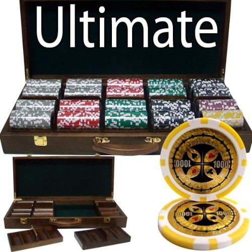 500ct. Ultimate 14g Poker Chip Set in Walnut Wood Carry Case Walmart