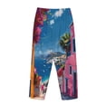 thumbnail image 3 of Lsque Colorful Mediterranean Village Print Women's Pajama Pants, Lounge Pant - Comfortable Home Wear,Elastic Waistband, Stylish Design-XX-Large, 3 of 9