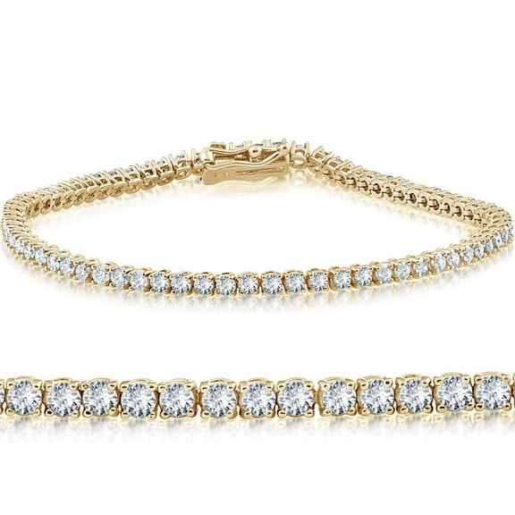 Pompeii 14k Yellow Gold 3 ct Round Cut Diamond Tennis Bracelet 7" (G-H,I1)