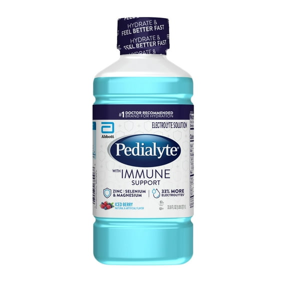 Pedialyte with Immune Support Electrolyte Solution, Iced Berry, 1 Liter