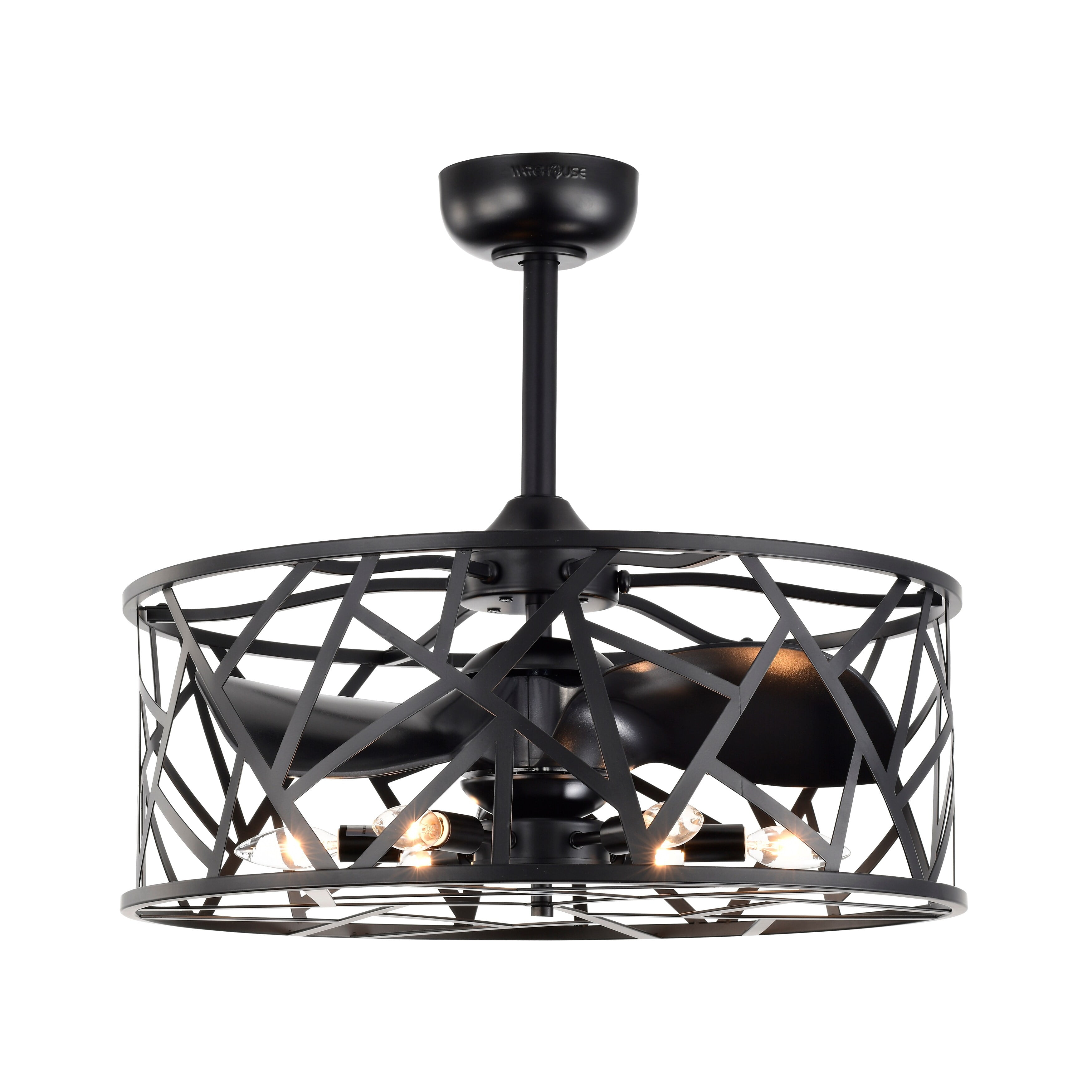 Leyton 24.4 in. Indoor Black Finish Ceiling Fan with Light Kit and Remote